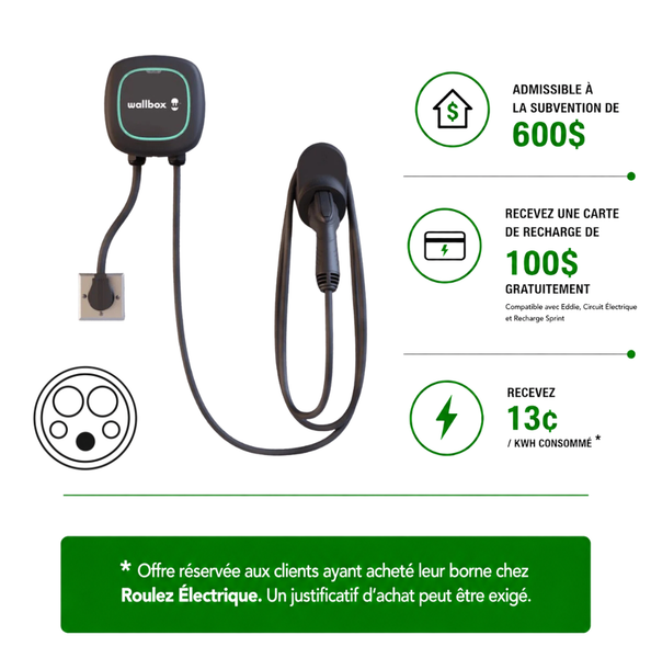 40A – NEMA 14-50 / J1772 / Carte de recharge